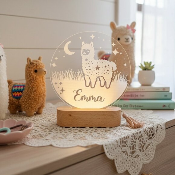 Custom Llama Night Light – Personalized LED Lamp for Kids Room - Picture 8 of 8
